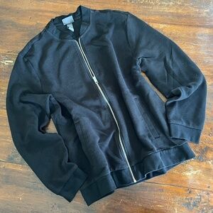 Men's H&M Black Ribbed Knit Slim Fit Zip Up Sweatshirt Cardigan Jacket L